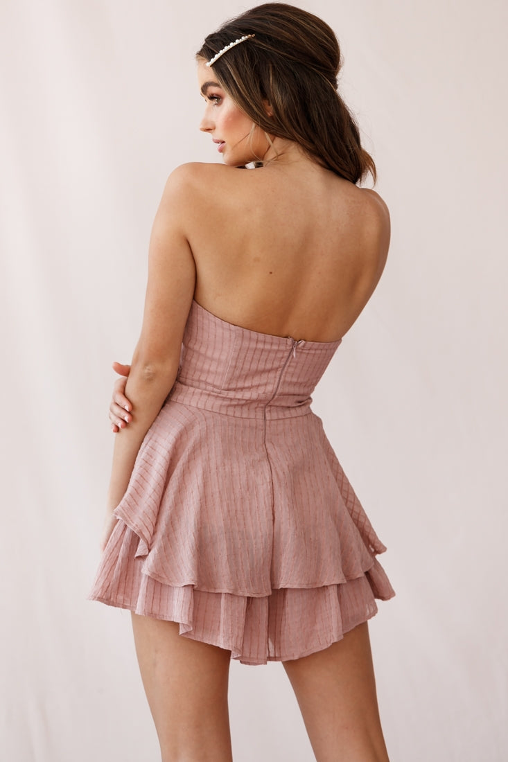 Maddox Fit & Flare Bandeau Romper Rose by Selfie Leslie