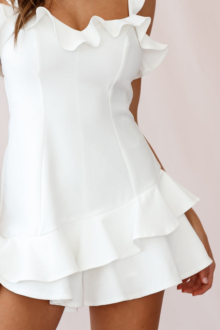 Oops I Did It Again Frill Detail Romper White by Selfie Leslie