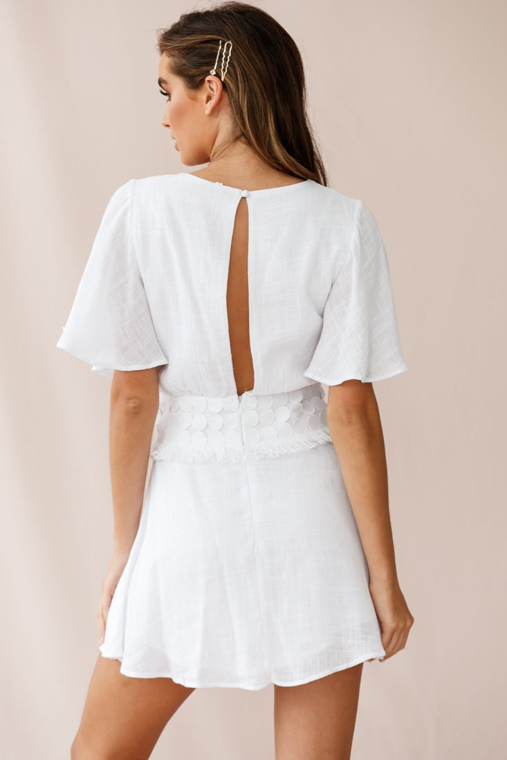 Fate Angel Sleeve Embroidery Trim Dress White by Selfie Leslie