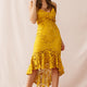Shakeera High-Low Hem Lace Dress Mustard