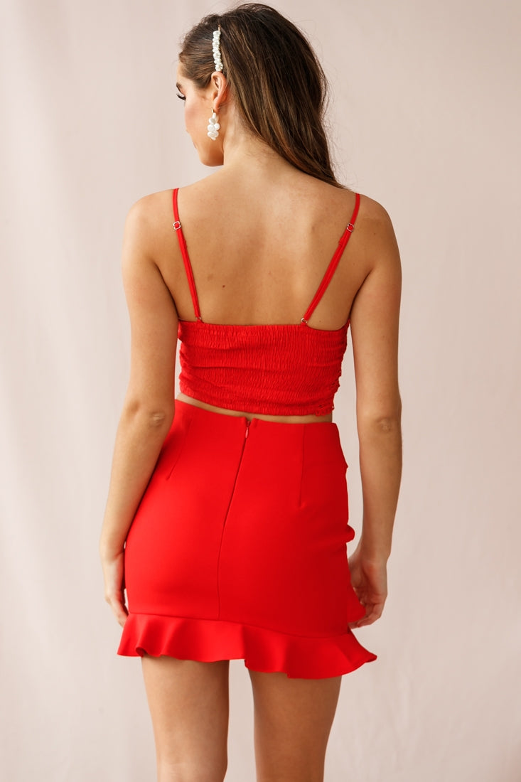 Frilled To Meet You Mini Skirt Red by Selfie Leslie