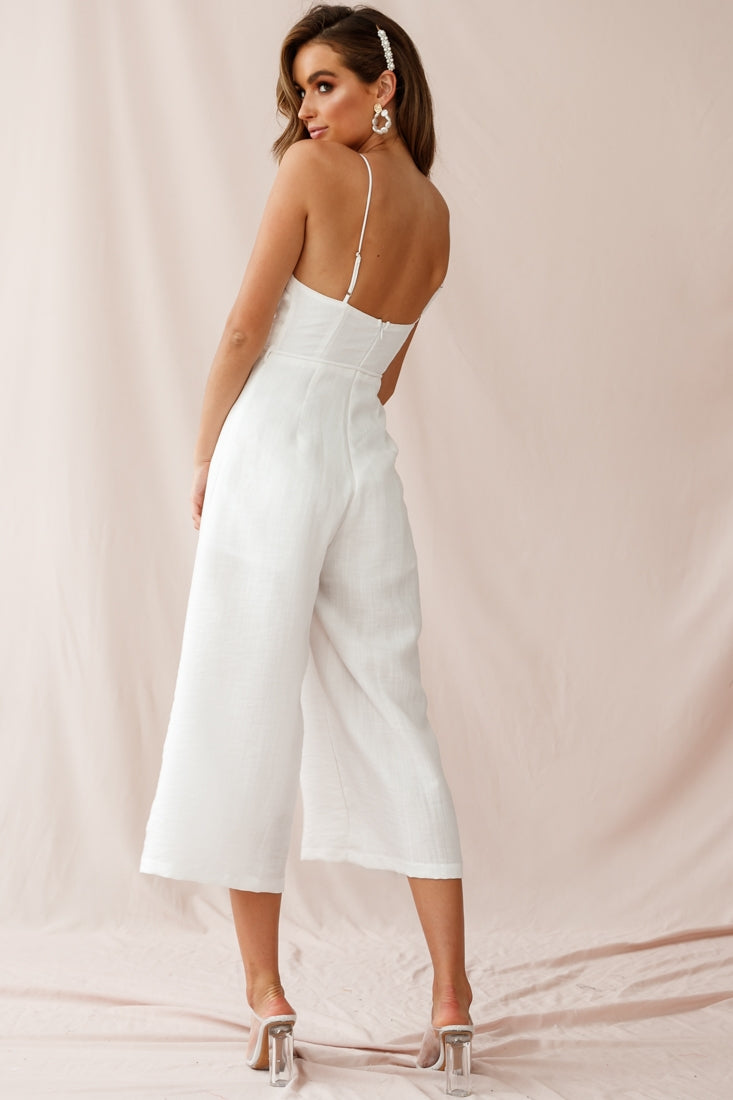 Charlie Structured Wide Leg Jumpsuit White by Selfie Leslie