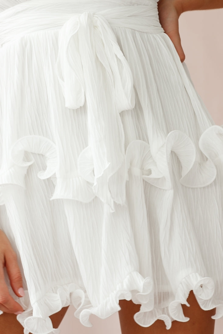 Greta Cami Strap Frill Chiffon Dress White by Selfie Leslie