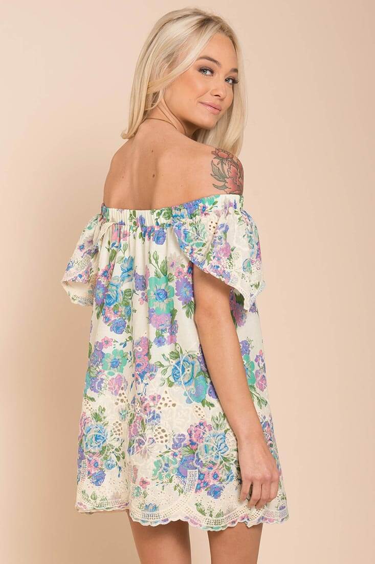 Bryden Open Shoulder Dress Beige by Selfie Leslie