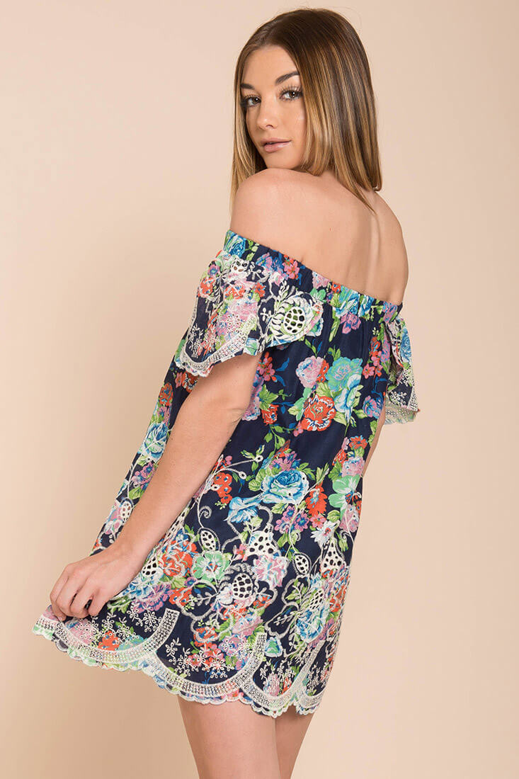 Bryden Open Shoulder Dress Navy by Selfie Leslie