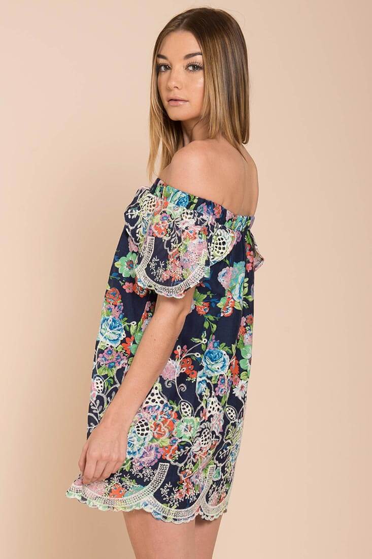 Bryden Open Shoulder Dress Navy by Selfie Leslie