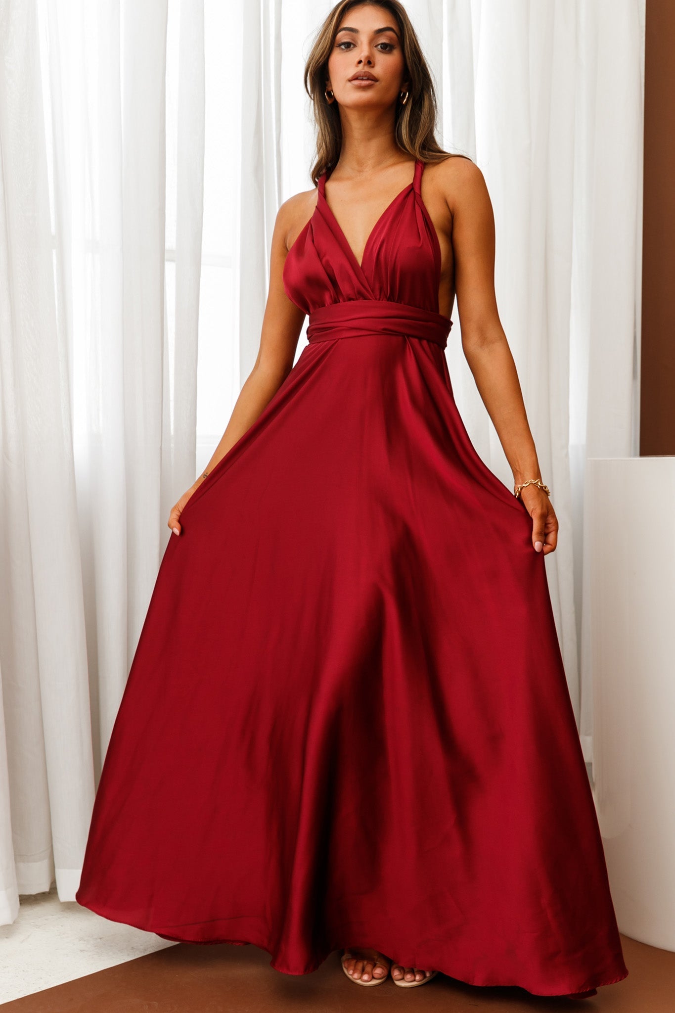 Ariana Multiway Maxi Dress Wine by Selfie Leslie