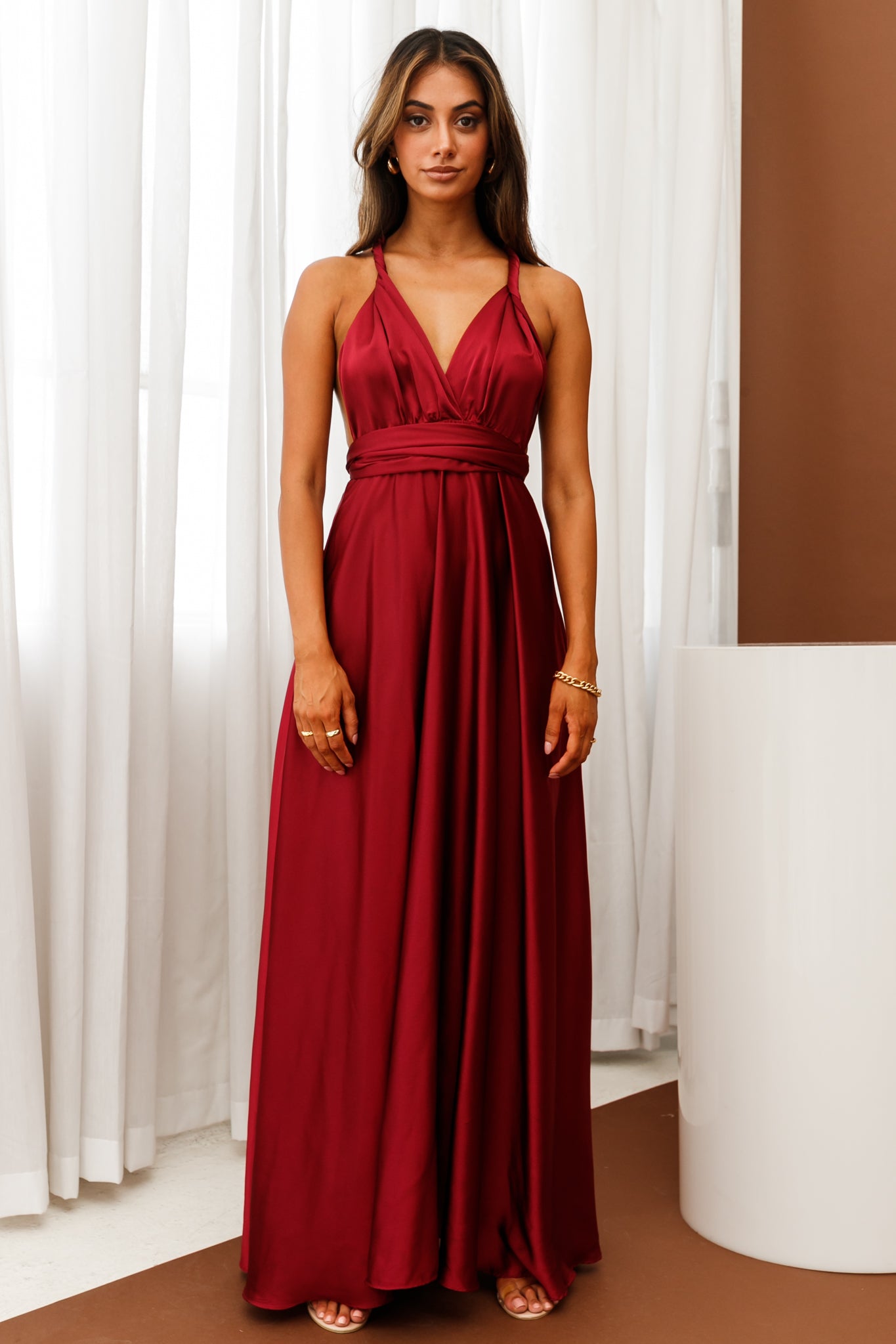 Ariana Multiway Maxi Dress Wine by Selfie Leslie
