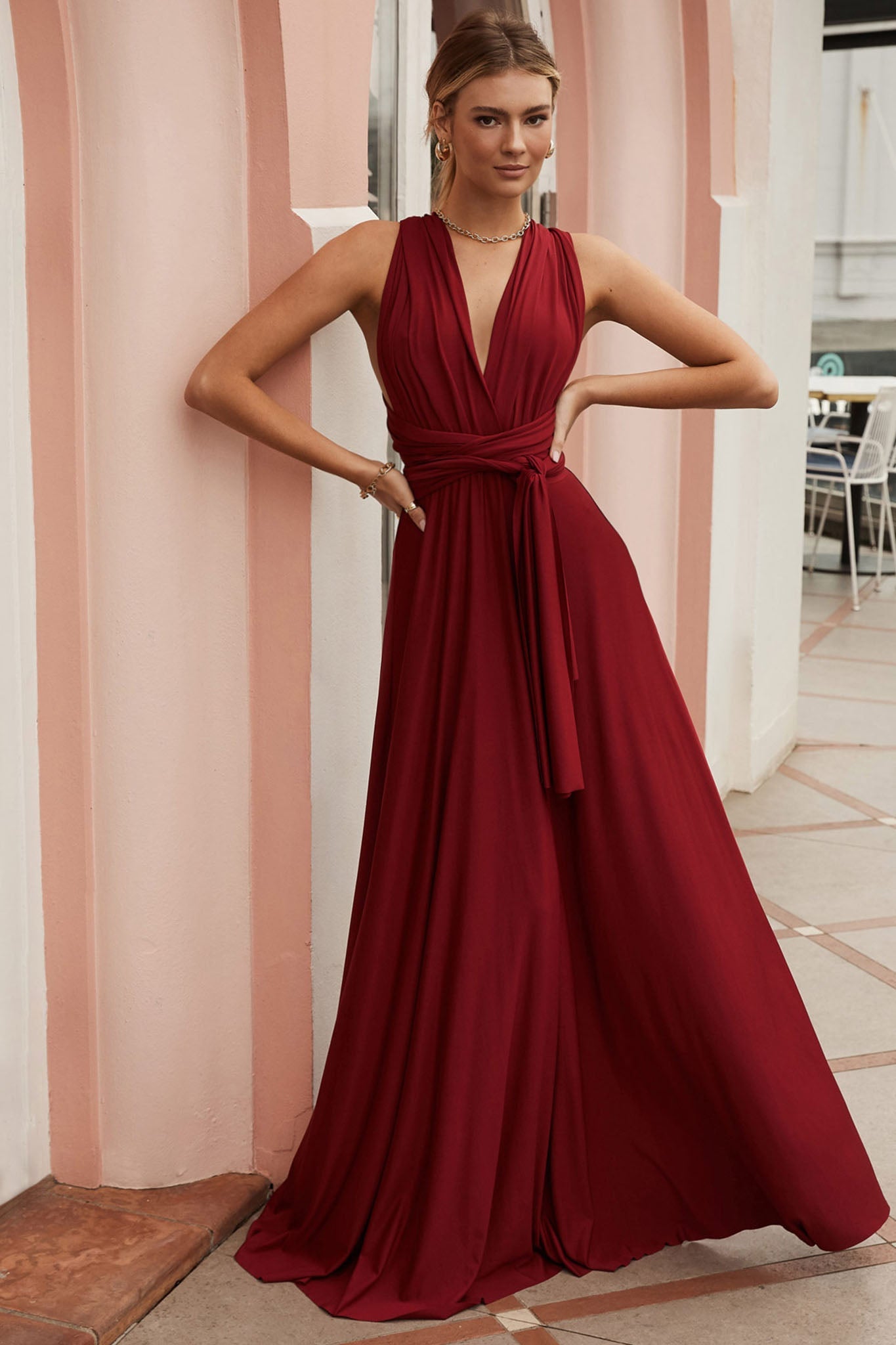Ariana Multiway Maxi Dress Maroon by Selfie Leslie