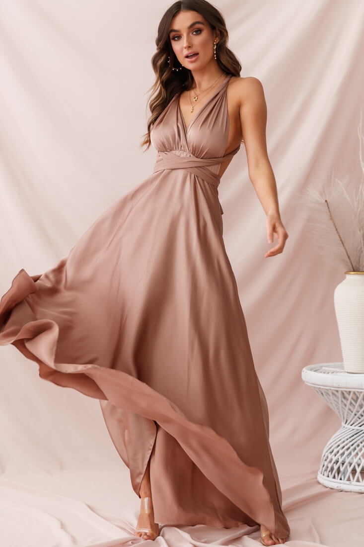Ariana Multiway Maxi Dress Mocha by Selfie Leslie