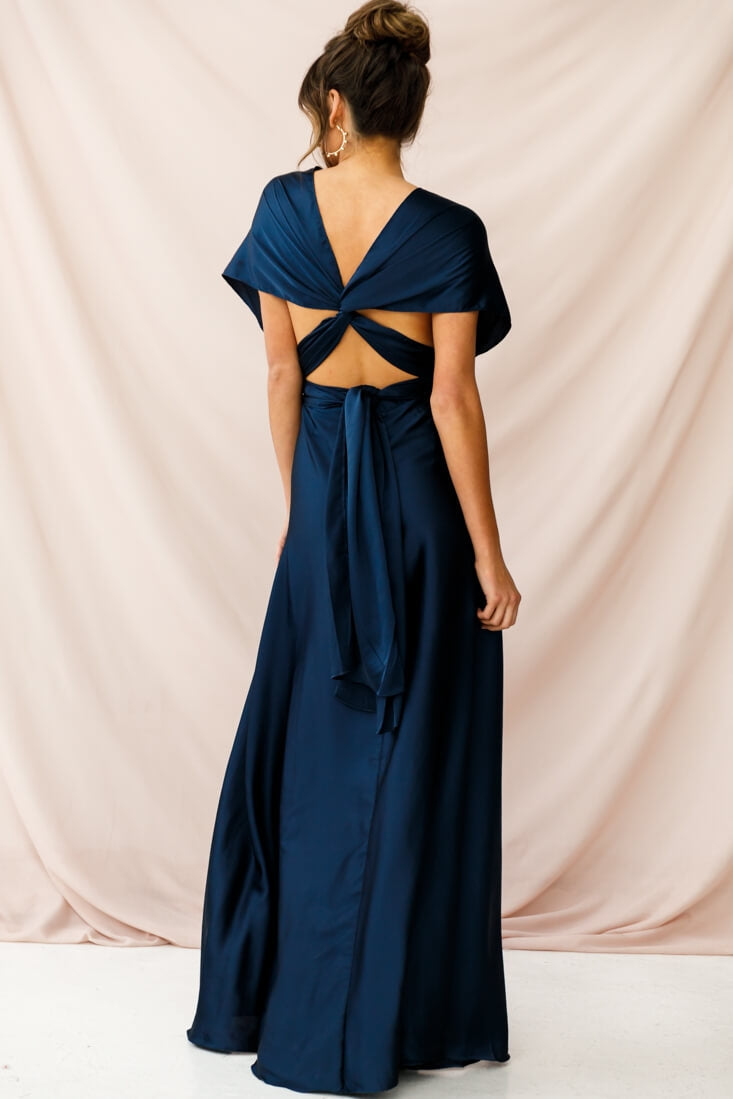 Ariana Multiway Mid Sleeve Maxi Dress Navy by Selfie Leslie