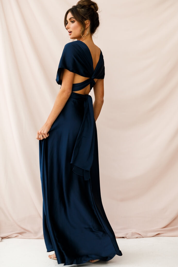 Ariana Multiway Mid Sleeve Maxi Dress Navy by Selfie Leslie