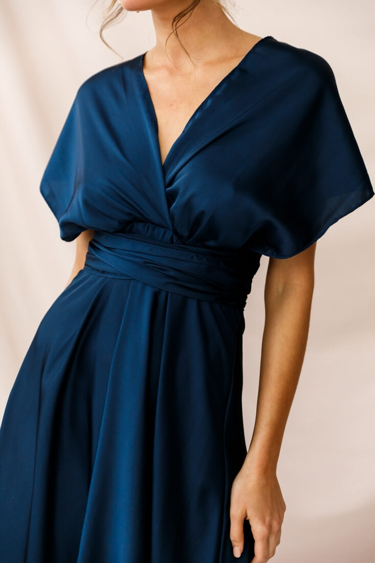 Shop the Ariana Multiway Mid Sleeve Maxi Dress Navy | Selfie Leslie ...