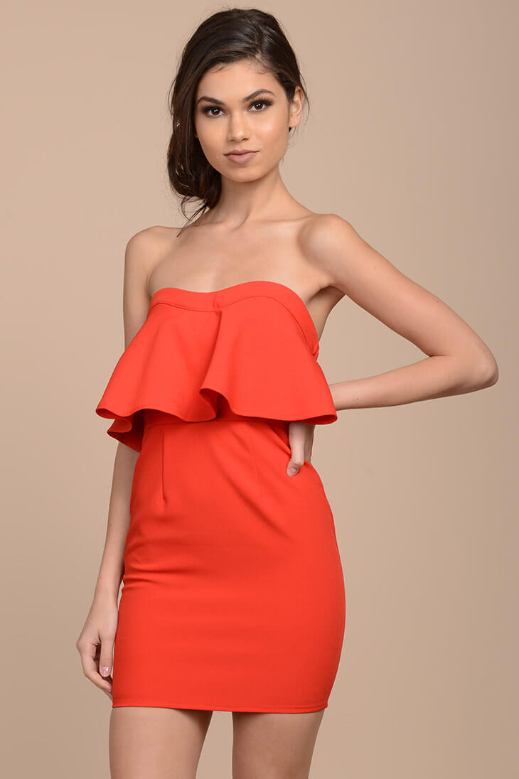 Mailee Bodycon Ruffles Dress Red by Selfie Leslie