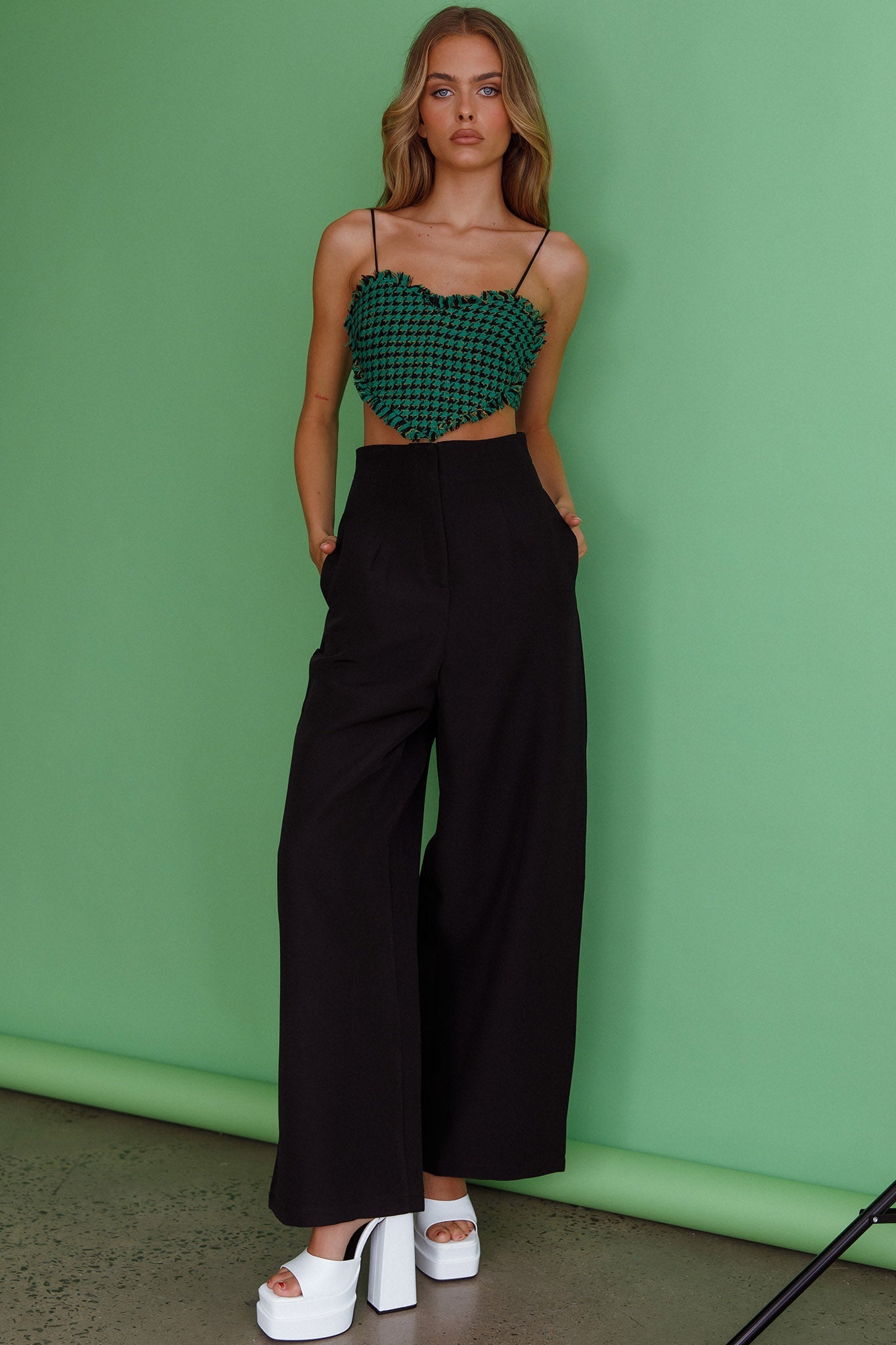 Starke High Waist Wide Leg Pants Black by Selfie Leslie