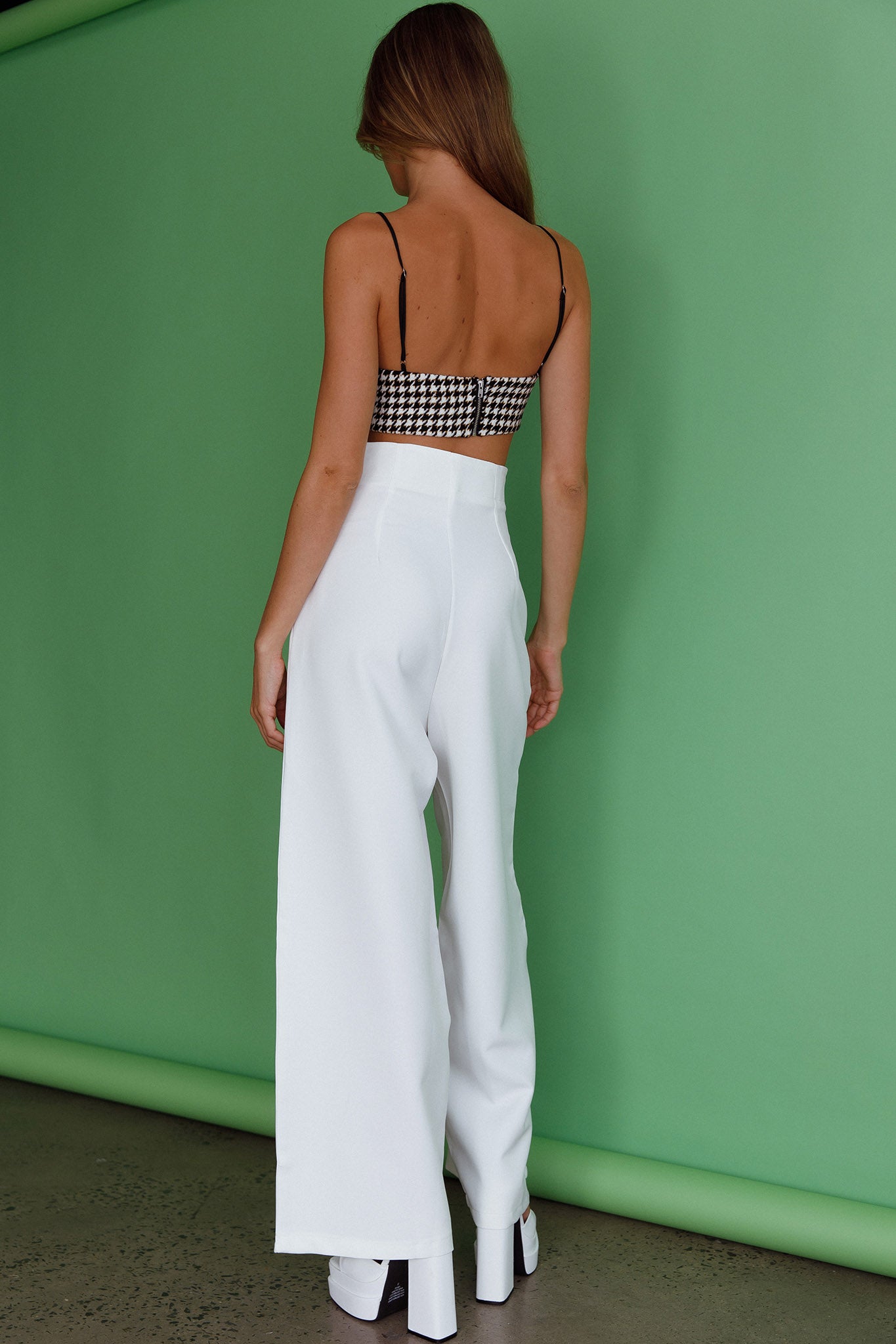 Starke High Waist Wide Leg Pants White by Selfie Leslie