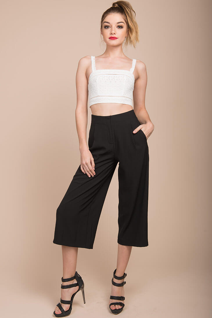 Stark High Waistline Gaucho Pants by Selfie Leslie