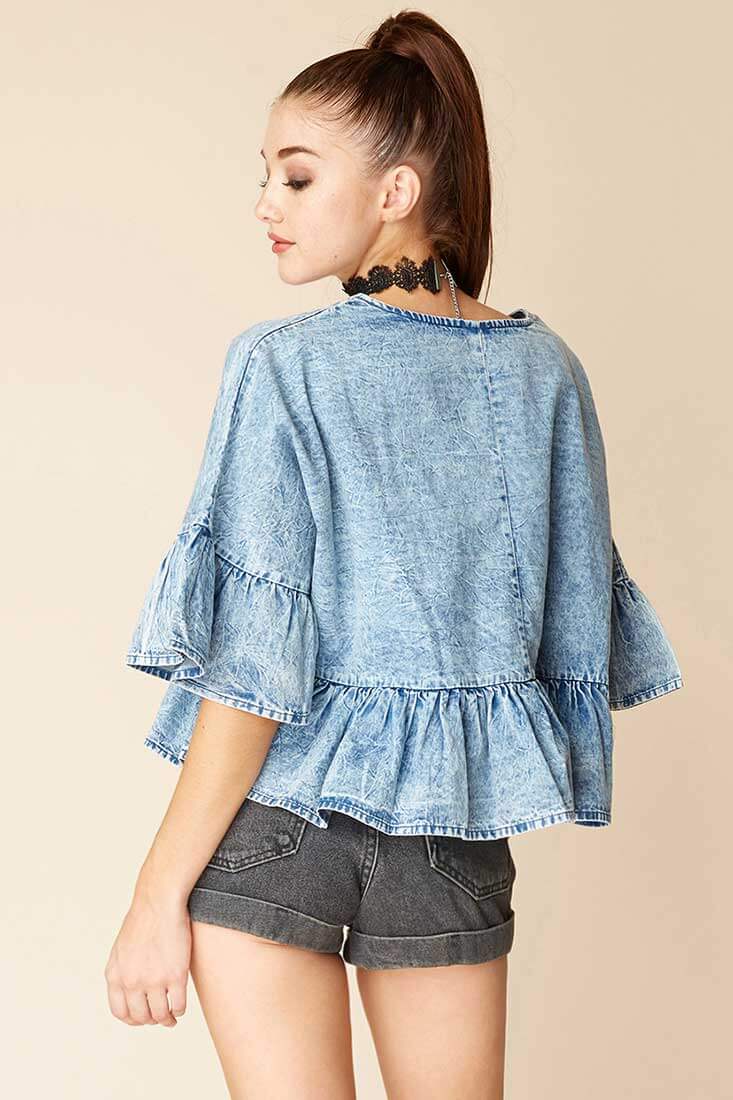 Maggie Casual Denim Top Blue by Selfie Leslie