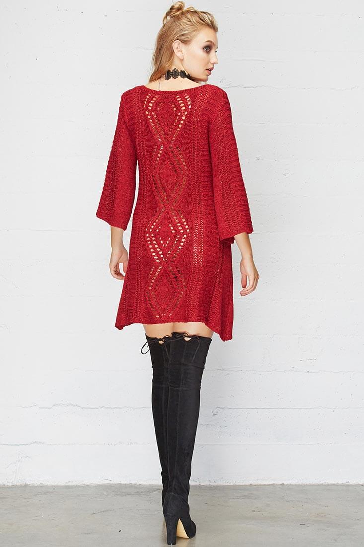 Hannah Classy Sweater Dress Red by Selfie Leslie