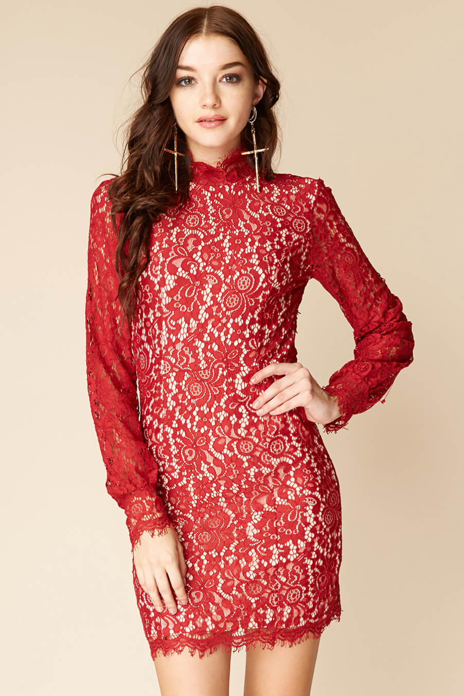 Becka Lace Dress Berry by Selfie Leslie