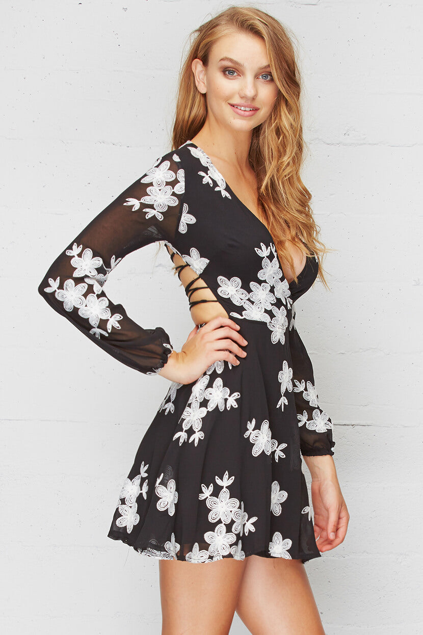 Raina Floral Dress Black by Selfie Leslie