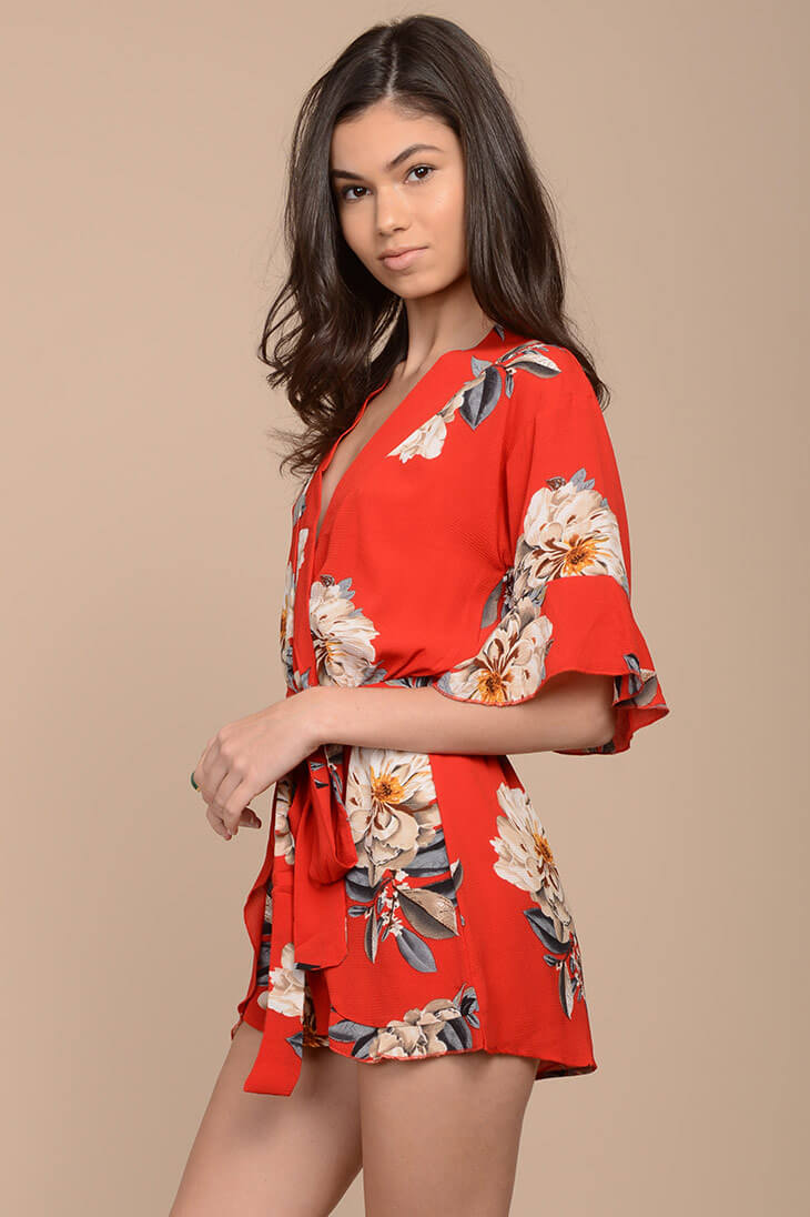 Giavanna Floral Romper Red by Selfie Leslie