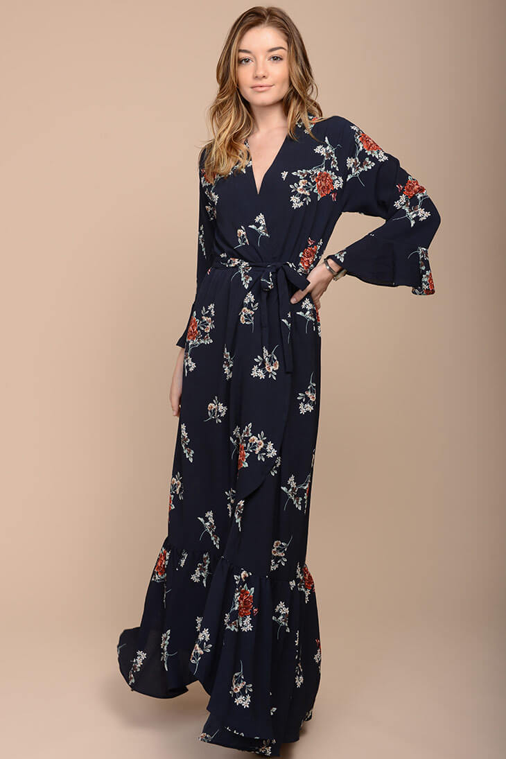 Alice Floral Maxi Dress Navy by Selfie Leslie