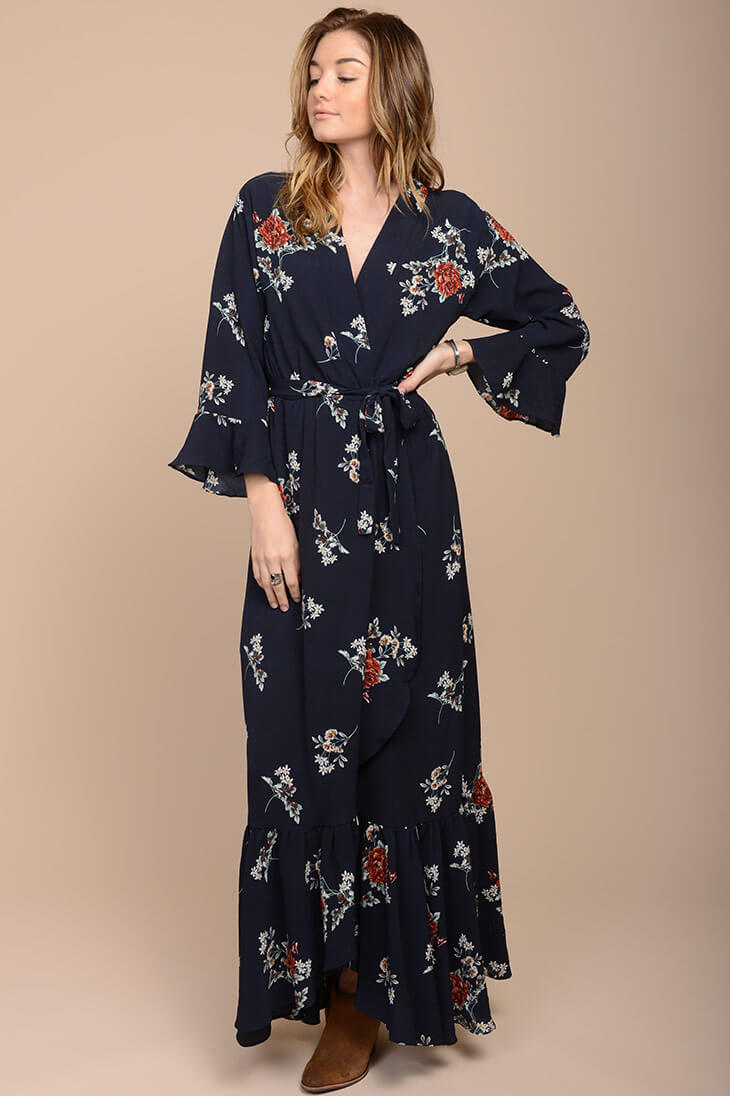 Alice Floral Maxi Dress Navy by Selfie Leslie