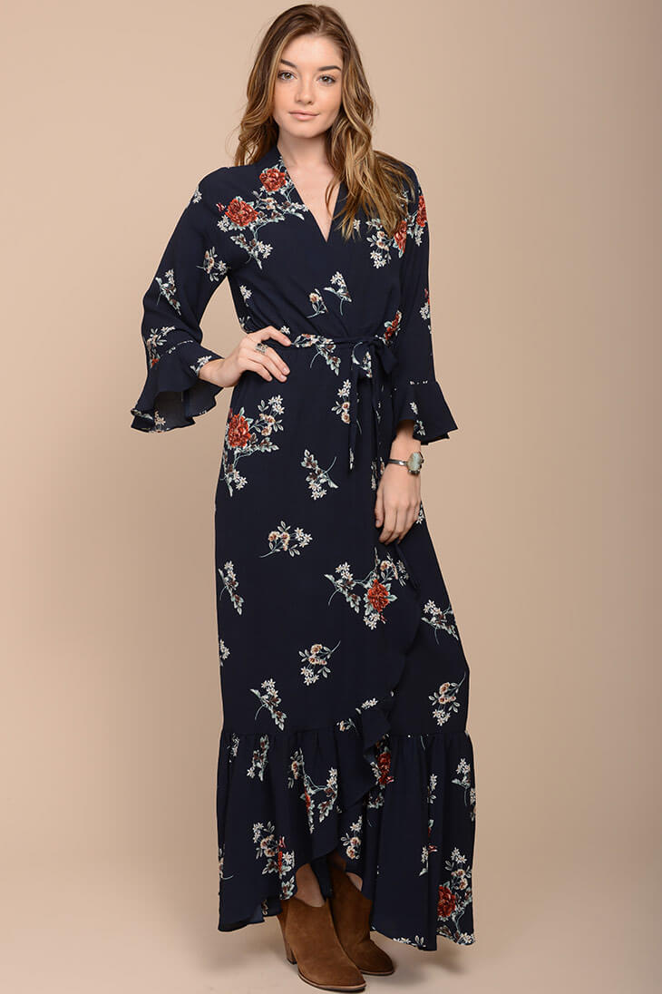 Alice Floral Maxi Dress Navy by Selfie Leslie