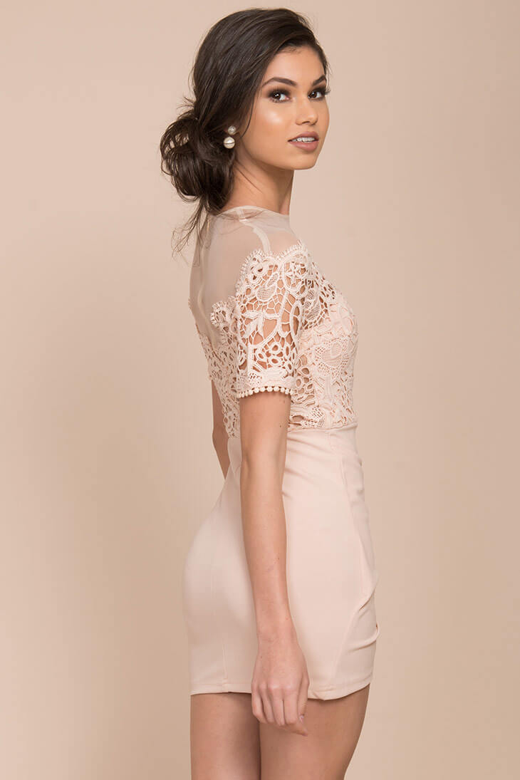 Gweneth Bodycon Dress Nude by Selfie Leslie