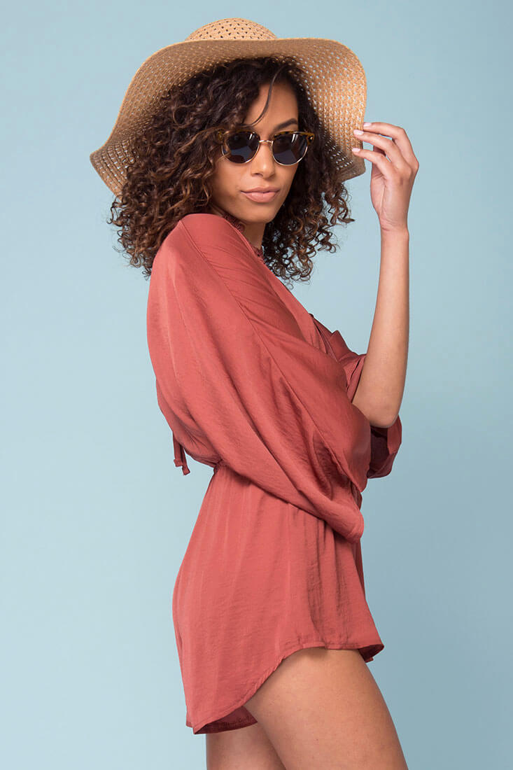 Zaylee Cute Casual Romper Brick by Selfie Leslie
