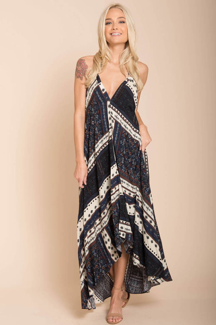 Romani Fall Maxi Dress Navy by Selfie Leslie