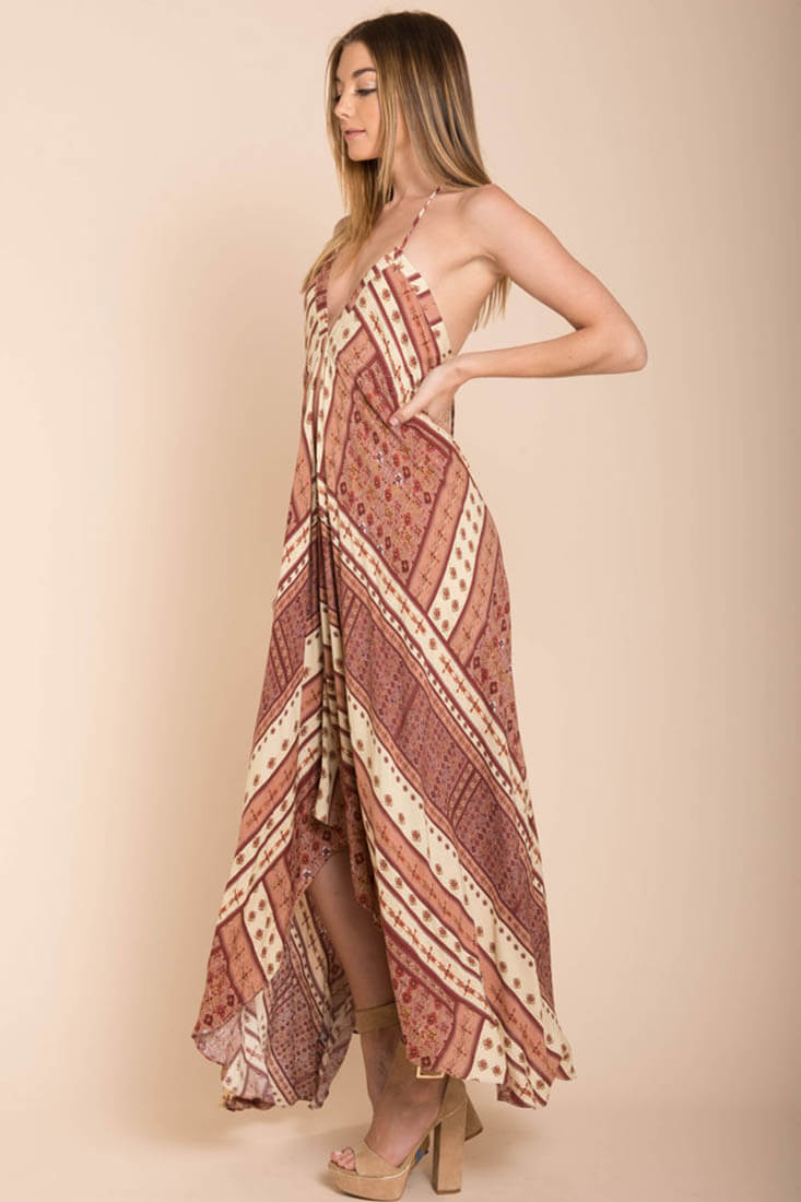 Romani Fall Maxi Dress Rust by Selfie Leslie