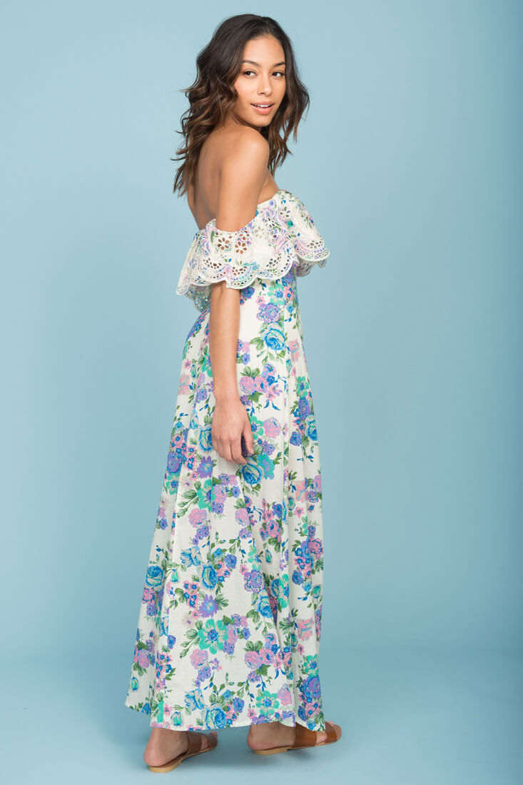 Tia Bohemian Wanderlust Dress Beige by Selfie Leslie