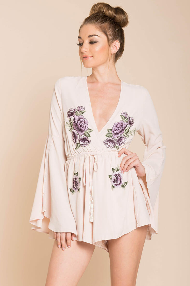 Lailani Floral Romper Nude by Selfie Leslie