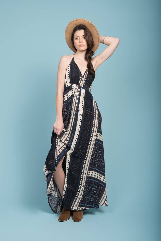 Romani Open Back Maxi Dress Navy by Selfie Leslie