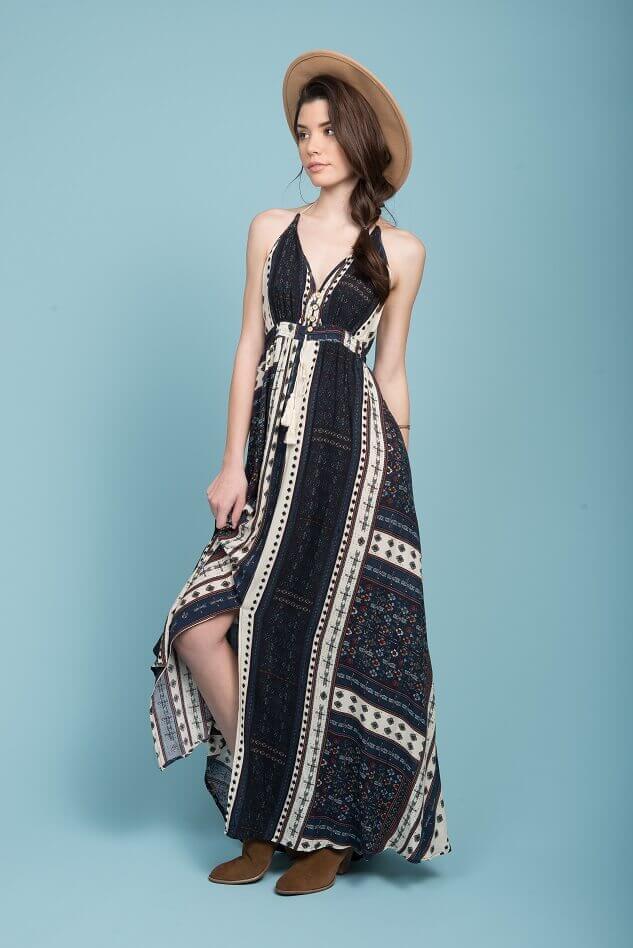 Romani Open Back Maxi Dress Navy by Selfie Leslie