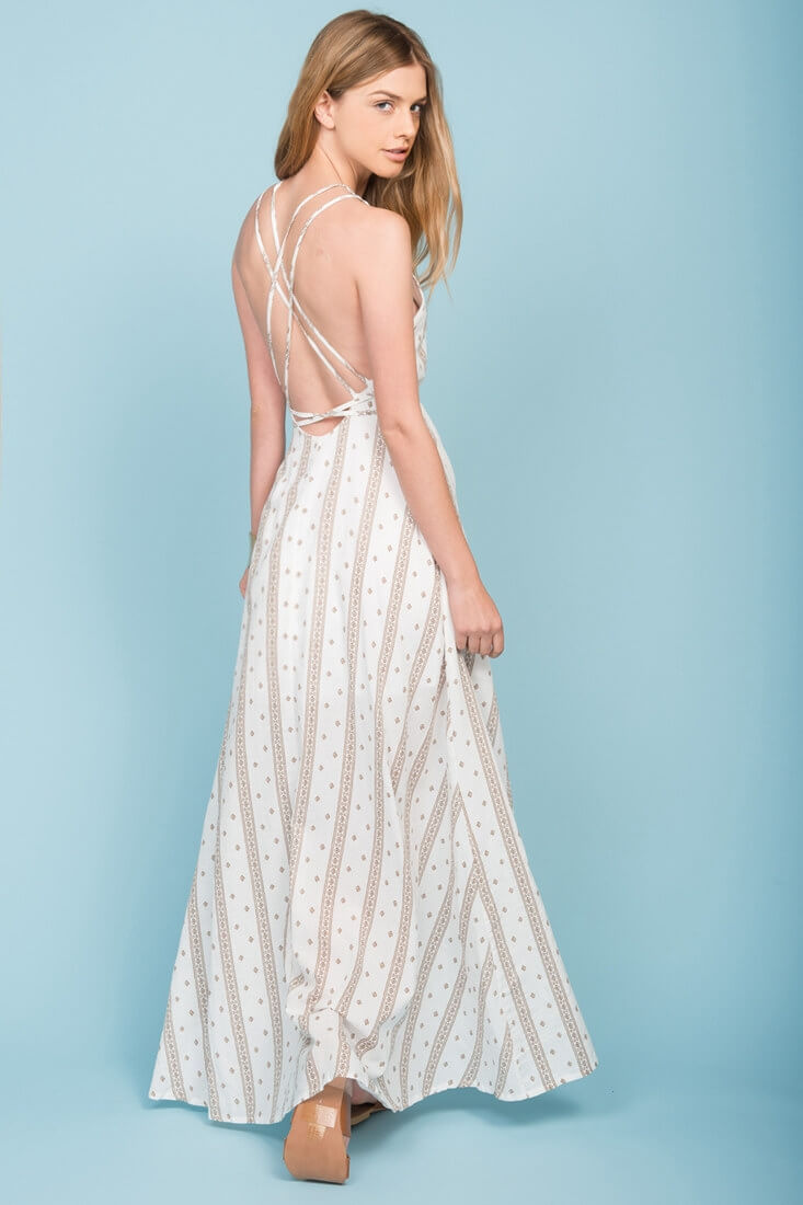 Cyrene Open Back Lace Up Maxi White by Selfie Leslie