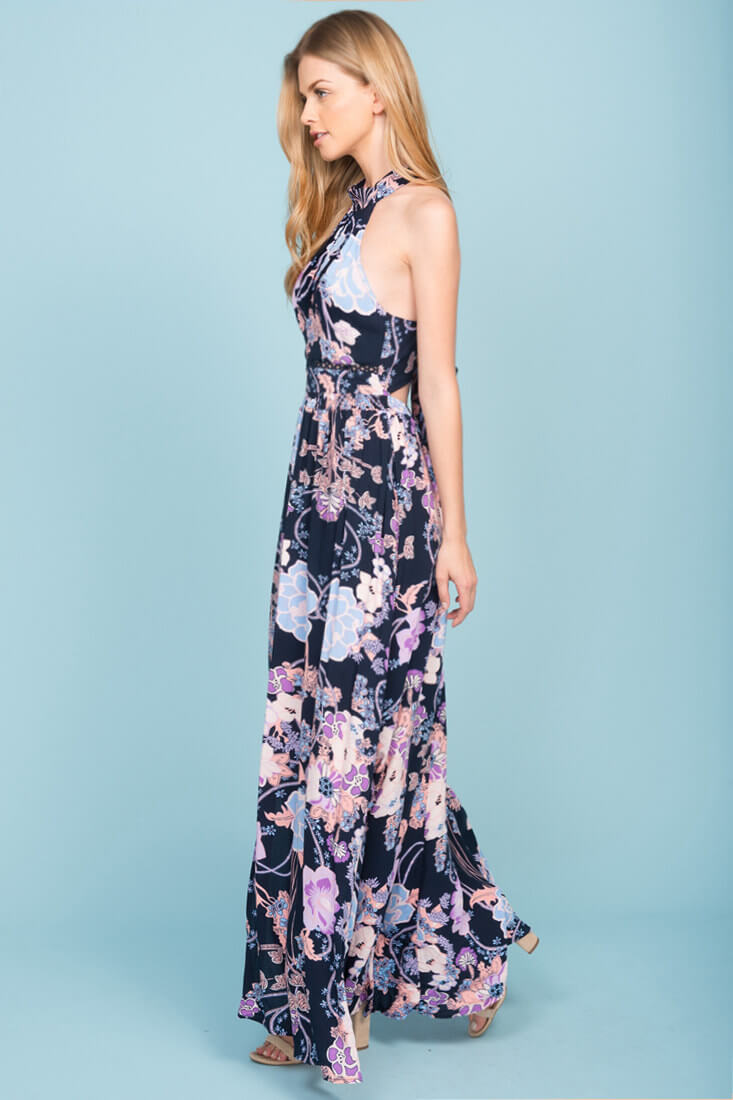 Baylor Floral Maxi Dress Navy by Selfie Leslie
