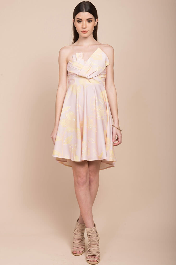 Elise Strapless Formal Dress Pink & Yellow by Selfie Leslie