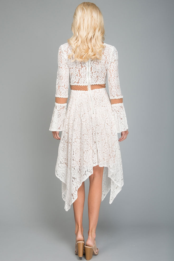 Aria Bell Sleeve Dress White by Selfie Leslie