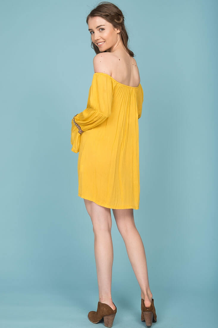 Jaelyn Tube Top Tassel Dress Yellow Mustard by Selfie Leslie