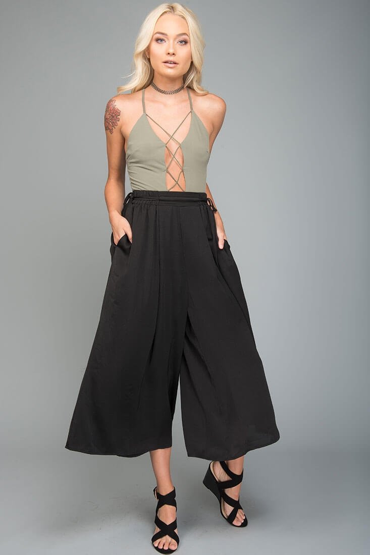 Lucy Loose Fit Wide Leg Pants Black by Selfie Leslie