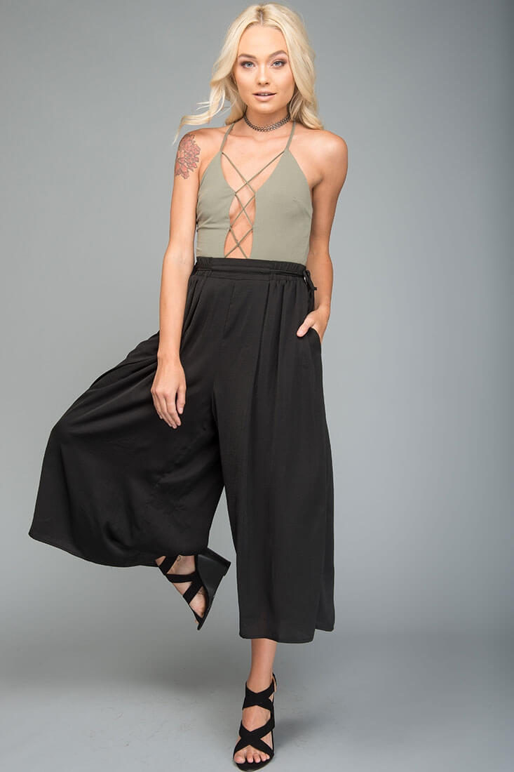 Lucy Loose Fit Wide Leg Pants Black by Selfie Leslie
