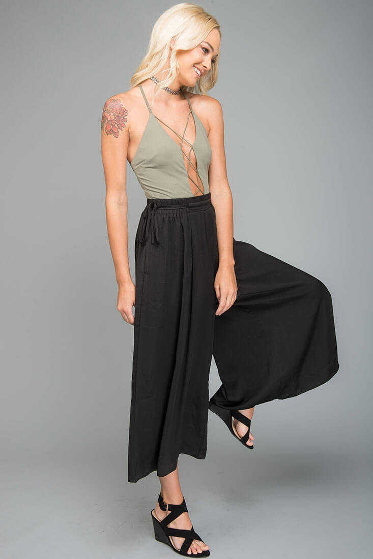 Lucy Loose Fit Wide Leg Pants Black by Selfie Leslie
