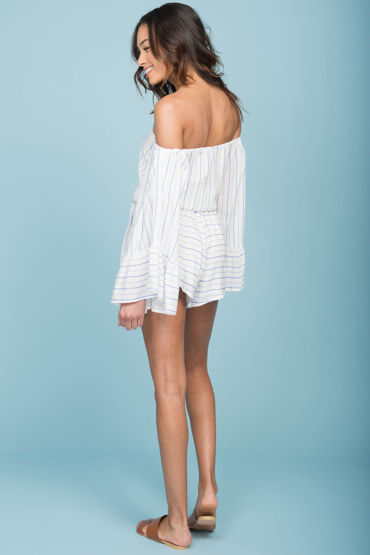 Brisk Bell Sleeve Romper White by Selfie Leslie