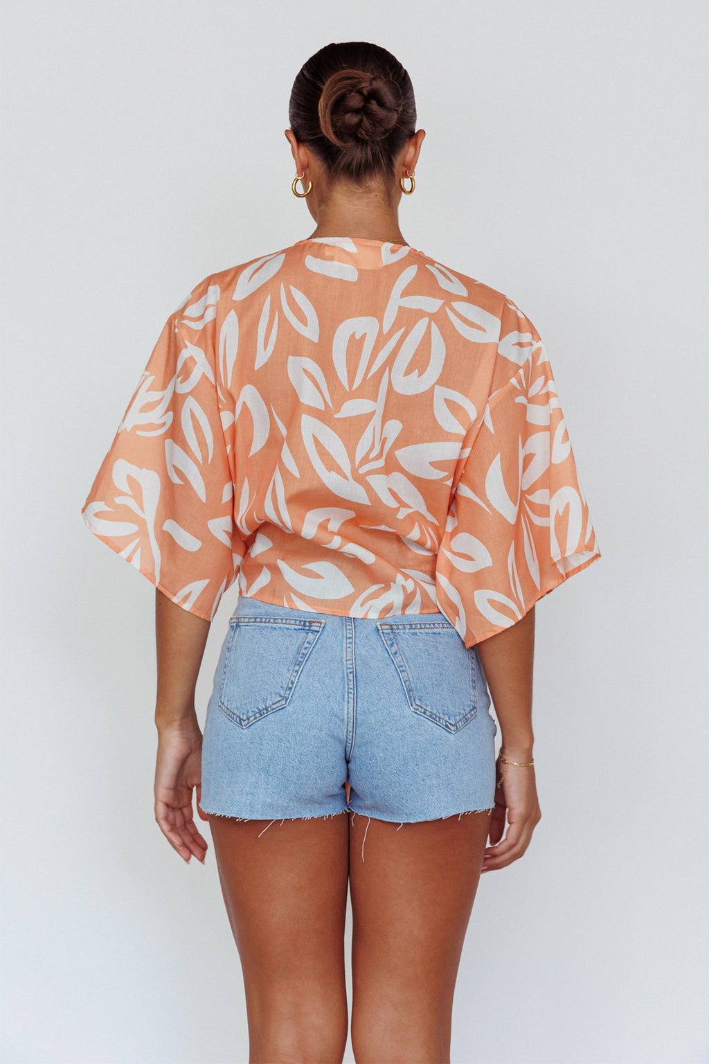 Rivera Deep-V Waist-Tie Top Leaves Mango by Selfie Leslie Australia
