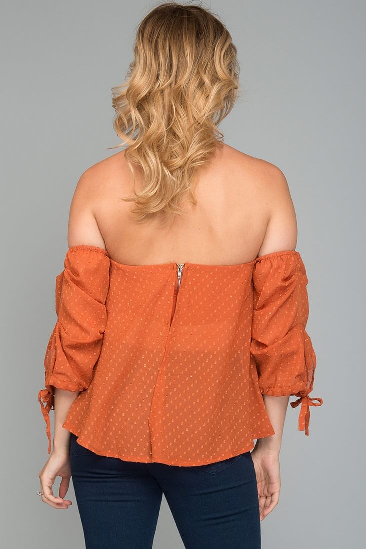 Lana Heart Shaped Off the Shoulder Top Rust by Selfie Leslie