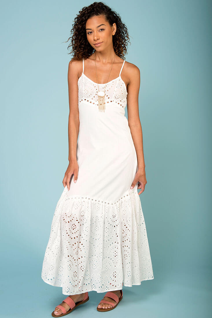 Angeline Thin Strap Maxi Dress White by Selfie Leslie