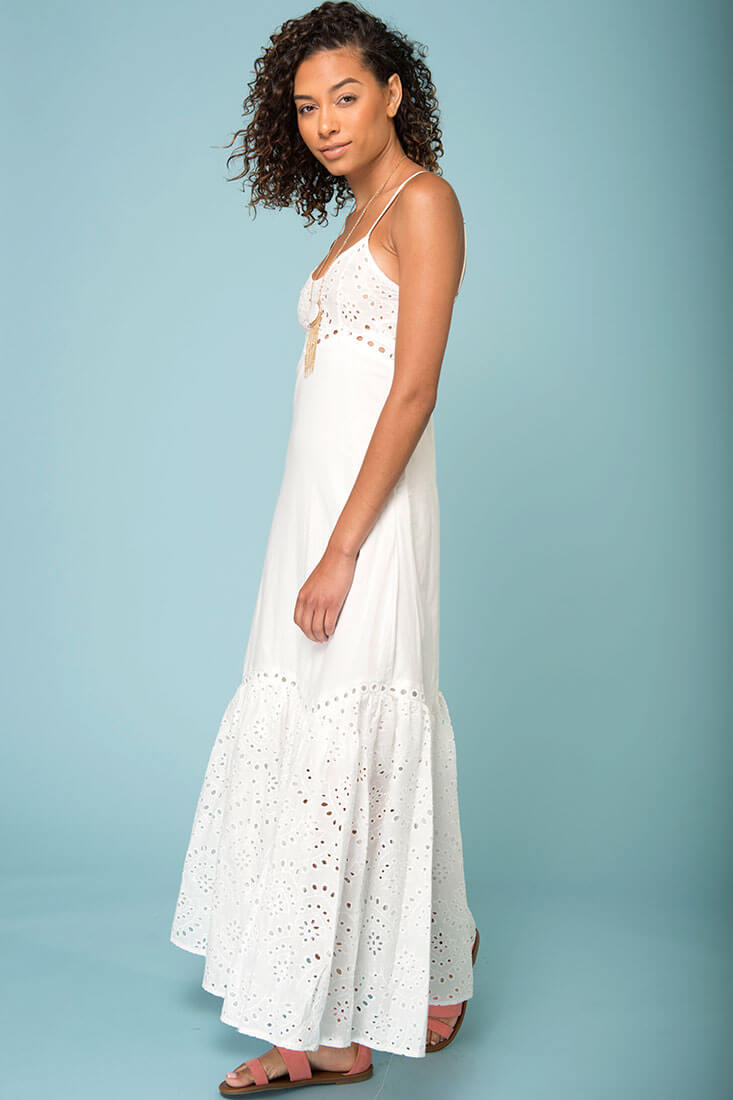 Angeline Thin Strap Maxi Dress White by Selfie Leslie